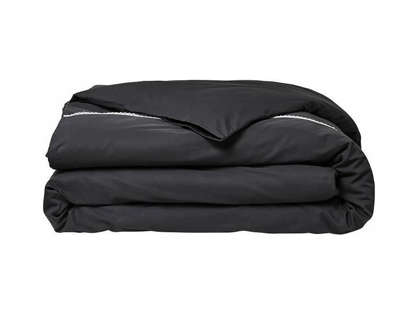 Parure de lit - 220 x 240 cm - 100% Percale Finition dentelle - Fusain