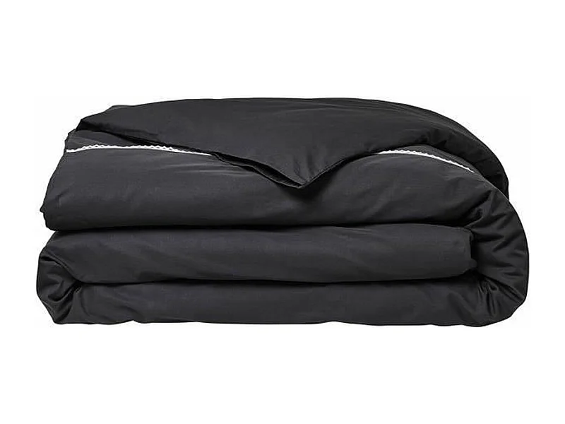 BettwäscheSet – 220 x 240 cm – 100 % Perkal, SpitzenFinish – Anthrazit