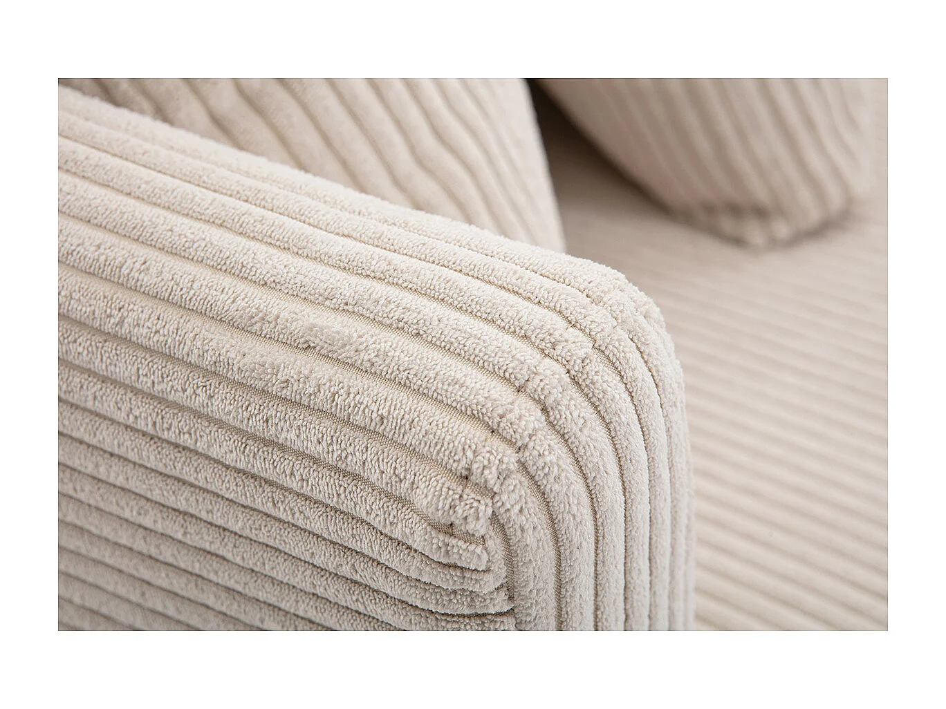 Divano scandinavo sfoderabile 2 posti in velluto a coste beige e legno chiaro OSLO