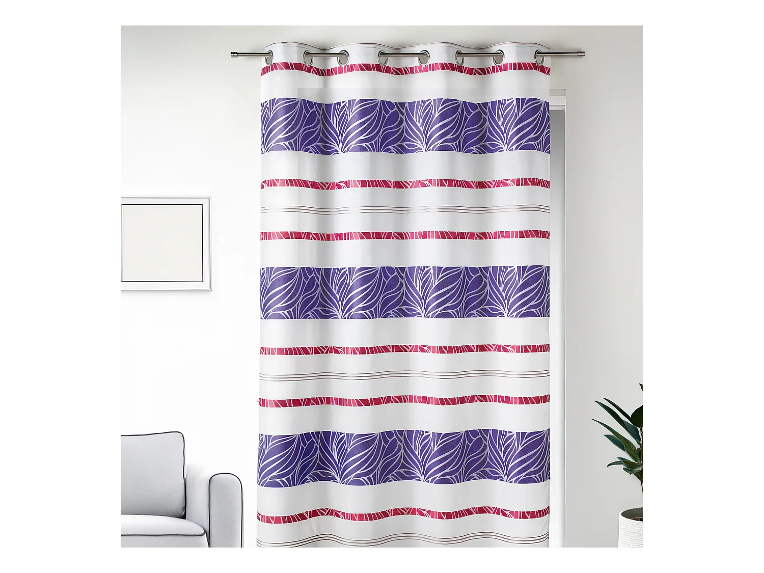 Visillo en jacquard con rayas horizontales de colores