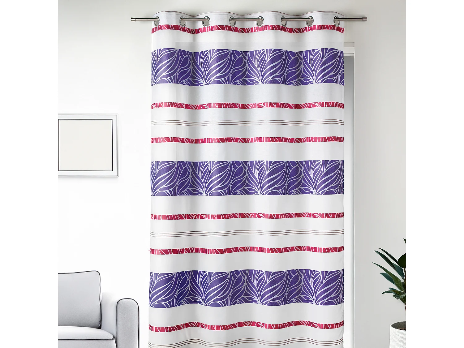 Visillo en jacquard con rayas horizontales de colores