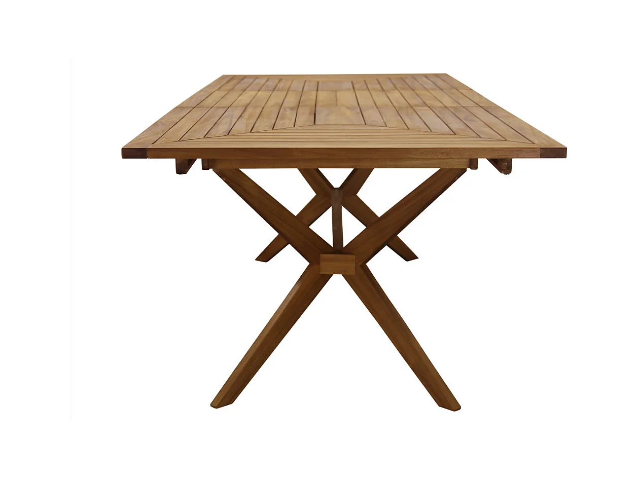 Table de jardin extensible rallonges intégrées en bois massif L180-240 cm SANTO