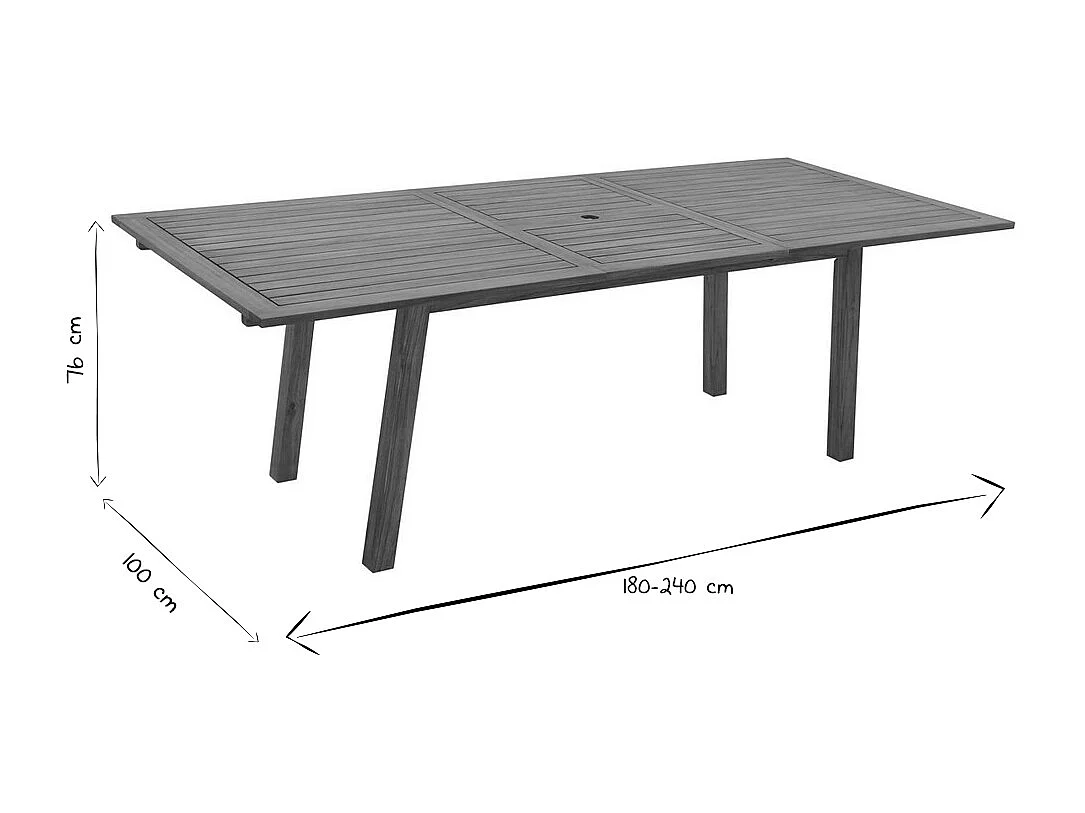 Mesa de jardín extensible de madera maciza 180-240 cm MAYEL