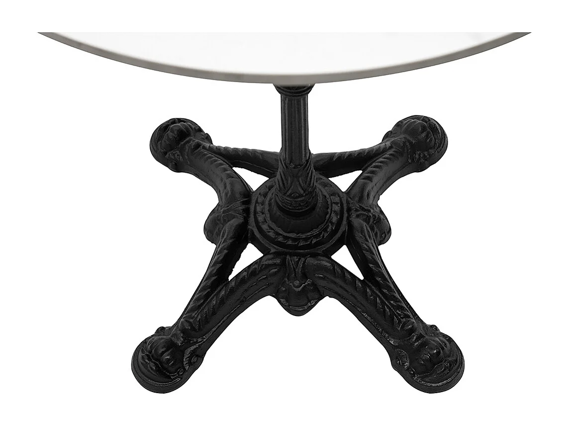 Table bistrot ronde en pierre minérale et métal noir L60 cm CONTY