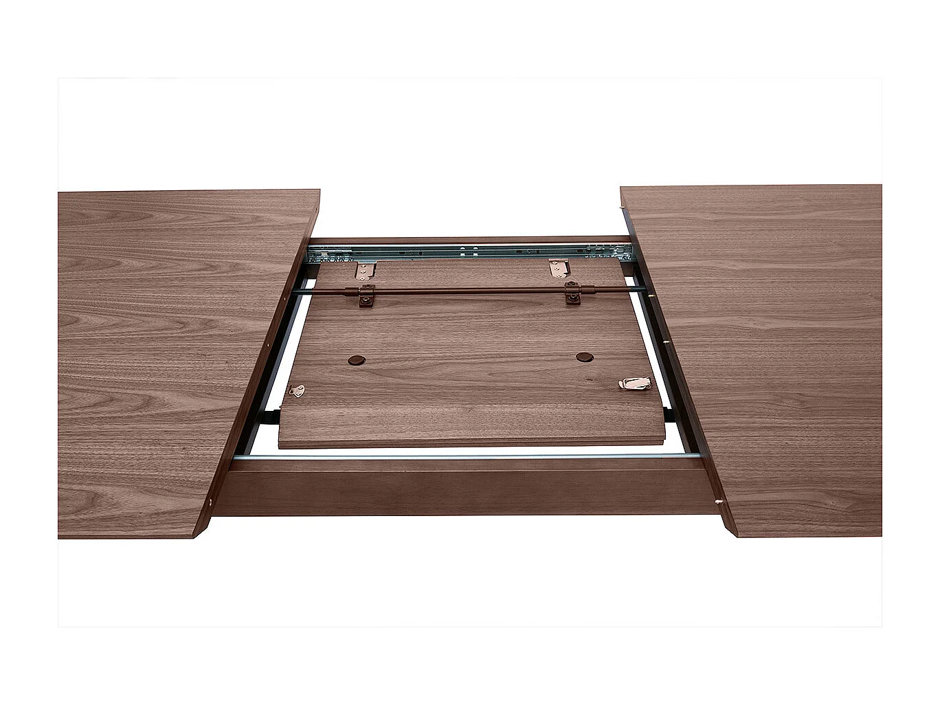 Tavolo allungabile allunghe integrate rettangolare in legno scuro noce L160-210 cm ANK