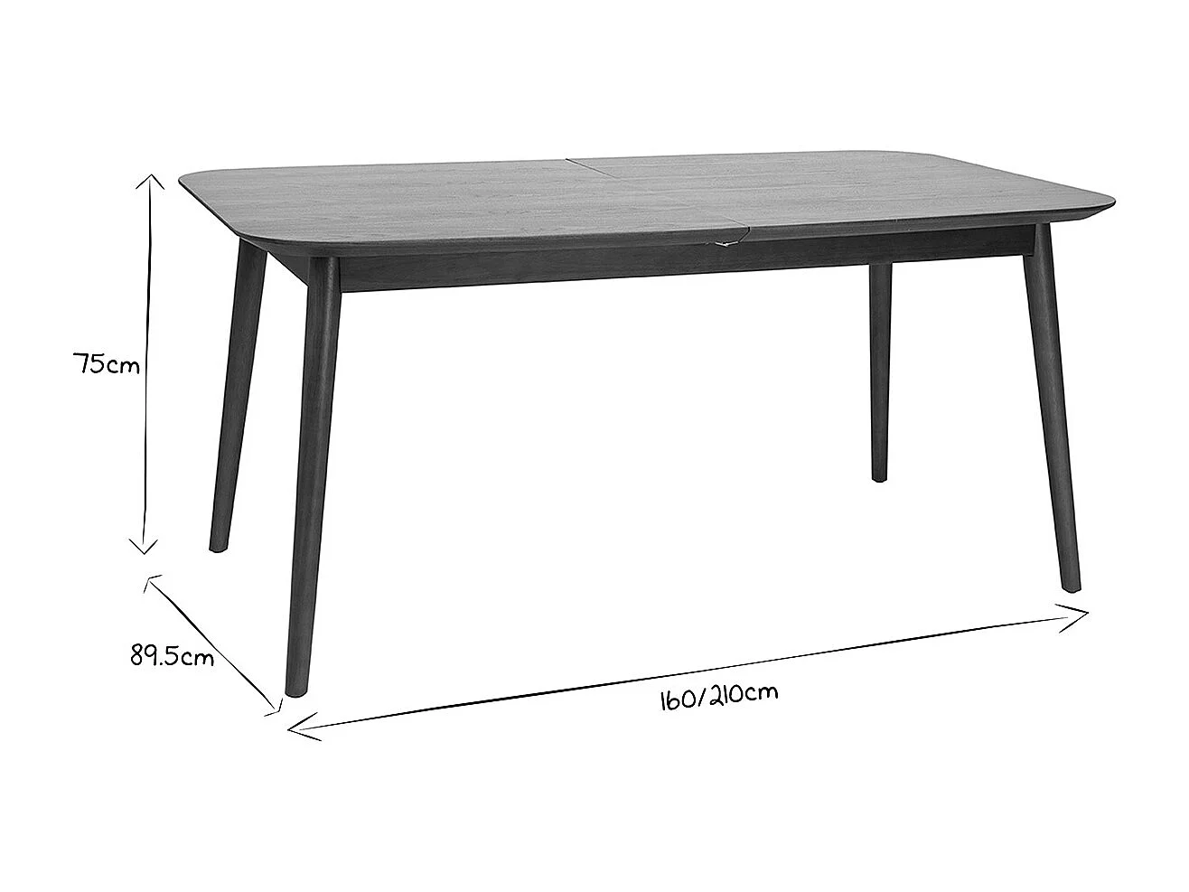 Tavolo allungabile allunghe integrate rettangolare in legno scuro noce L160-210 cm ANK