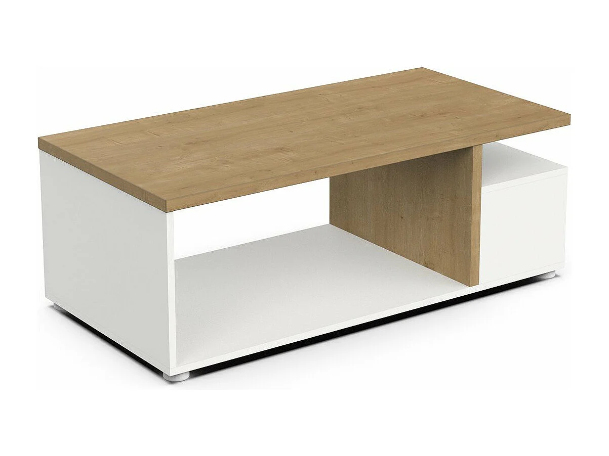 Mesa de centro - aglomerado - branco e carvalho - CASES