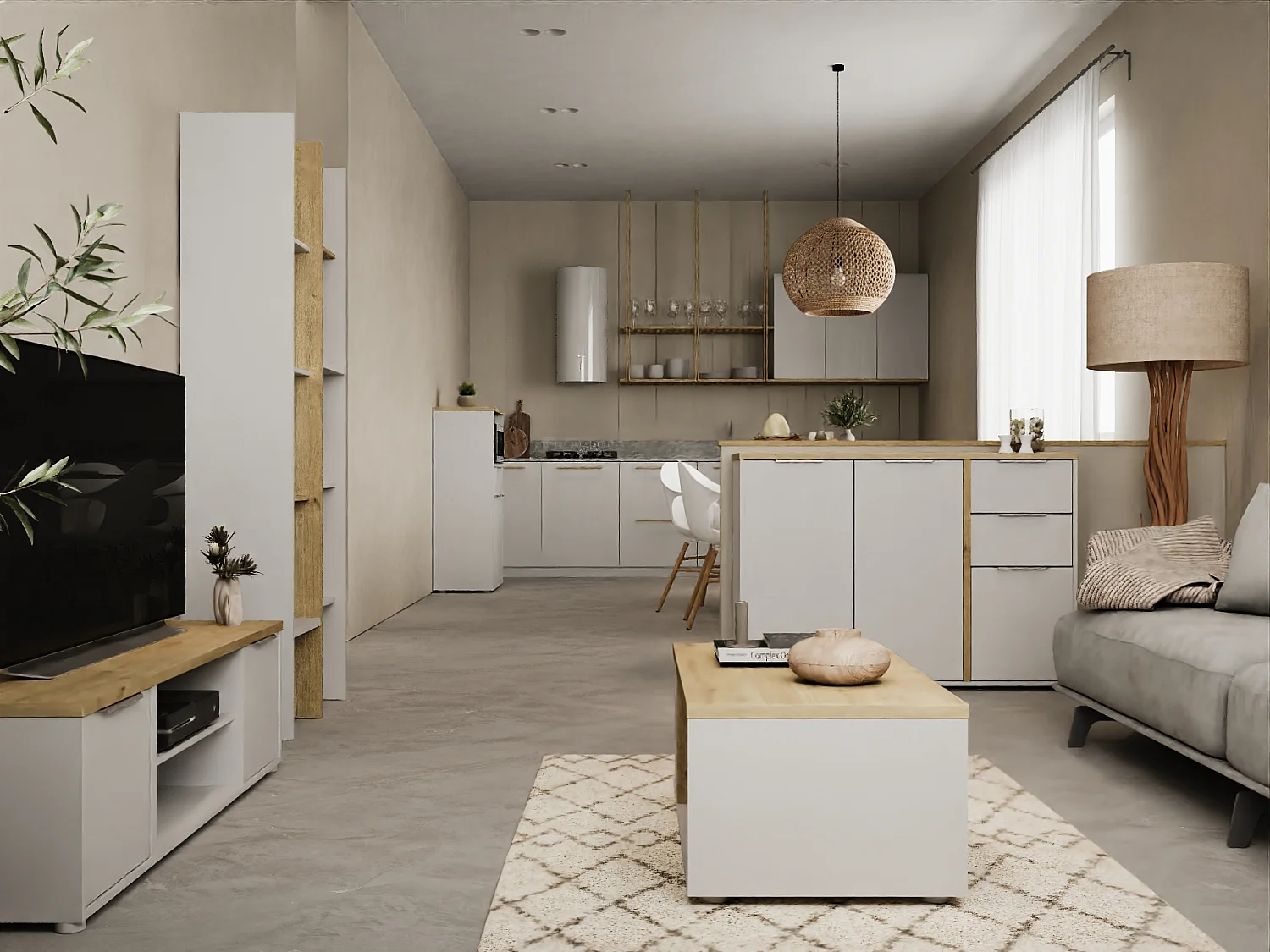 Mesa de centro - aglomerado - branco e carvalho - CASES