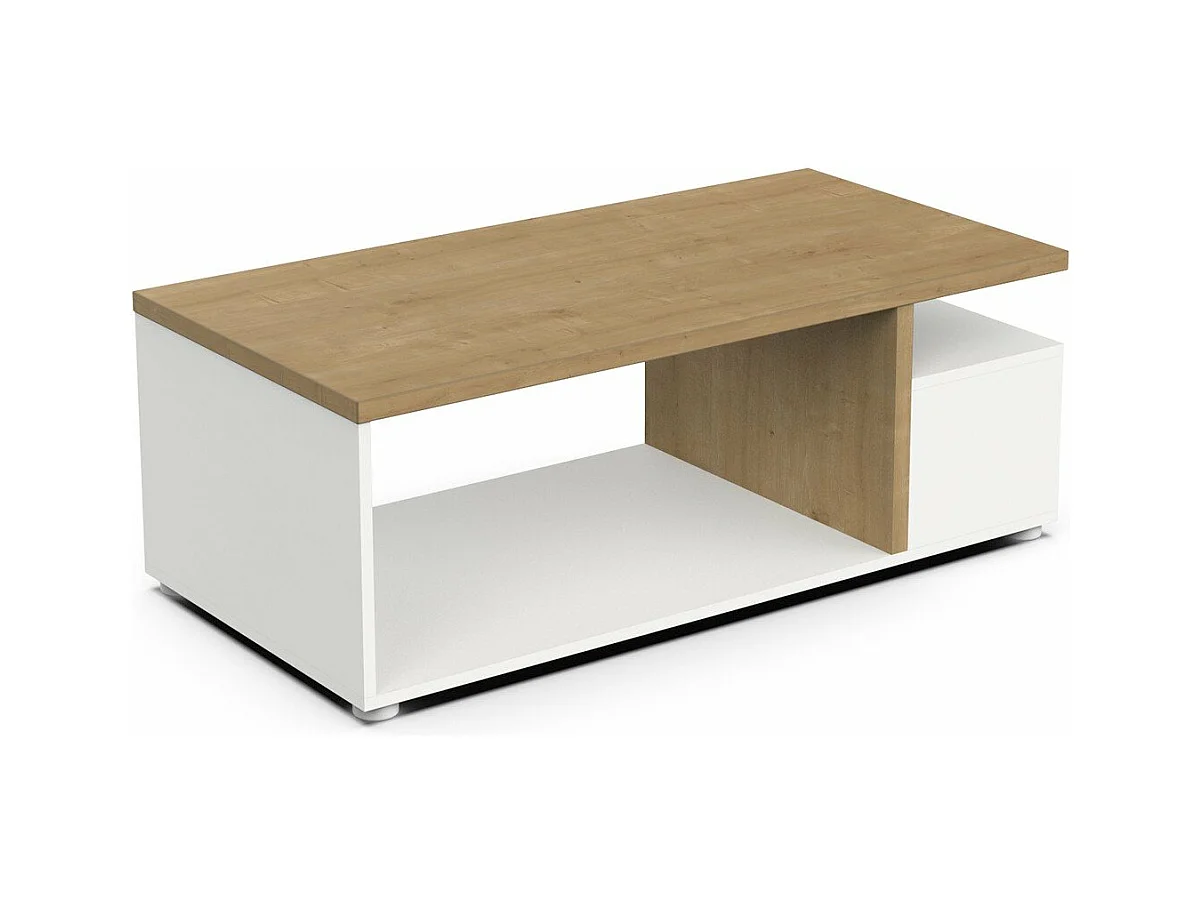 ACCESS Rechthoekige salontafel - 3 nissen - Hamilton eiken en wit - 91,8 x 50 x 36 cm