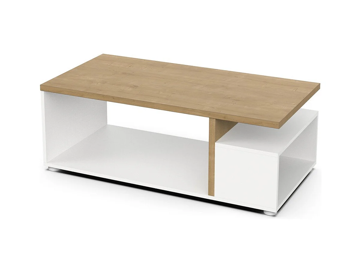 ACCESS Rechthoekige salontafel - 3 nissen - Hamilton eiken en wit - 91,8 x 50 x 36 cm