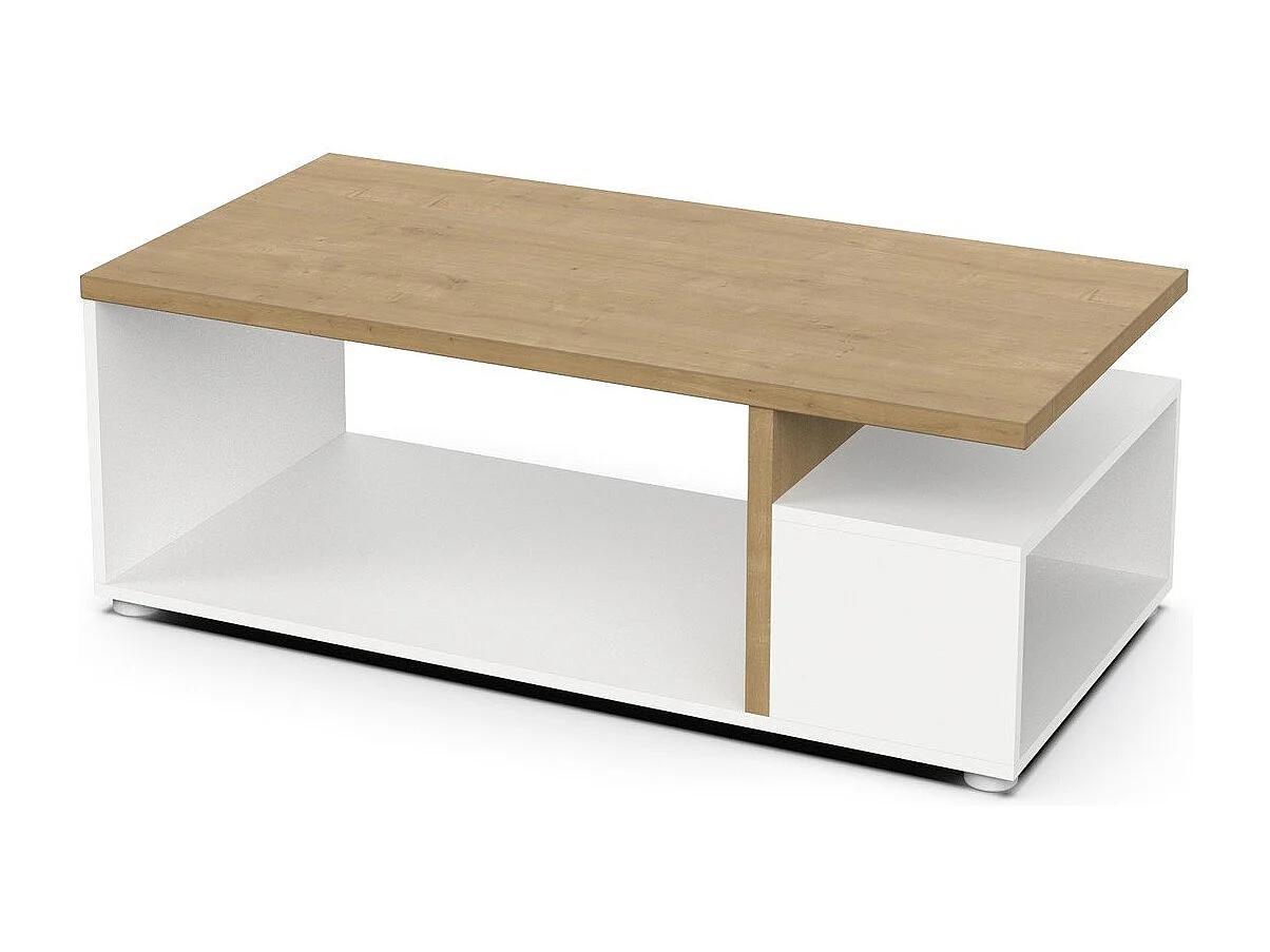 ACCESS Rechthoekige salontafel - 3 nissen - Hamilton eiken en wit - 91,8 x 50 x 36 cm