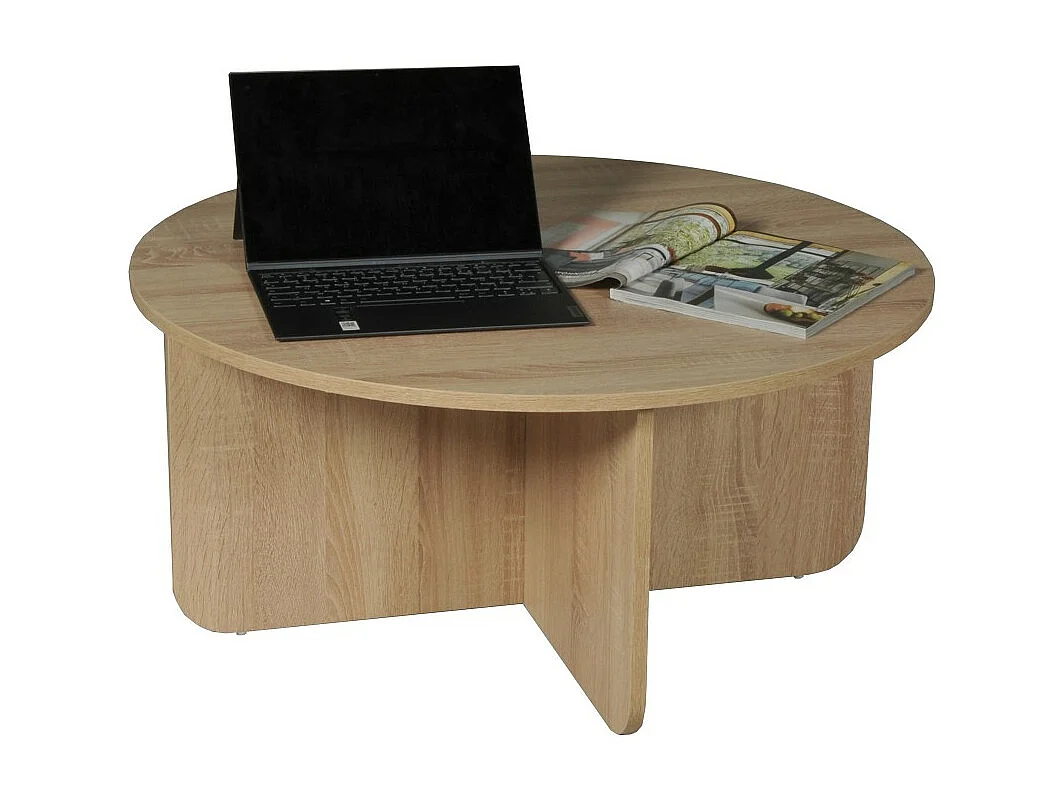 Table basse DALI diamètre 80 cm / Décor Chêne Blanchi