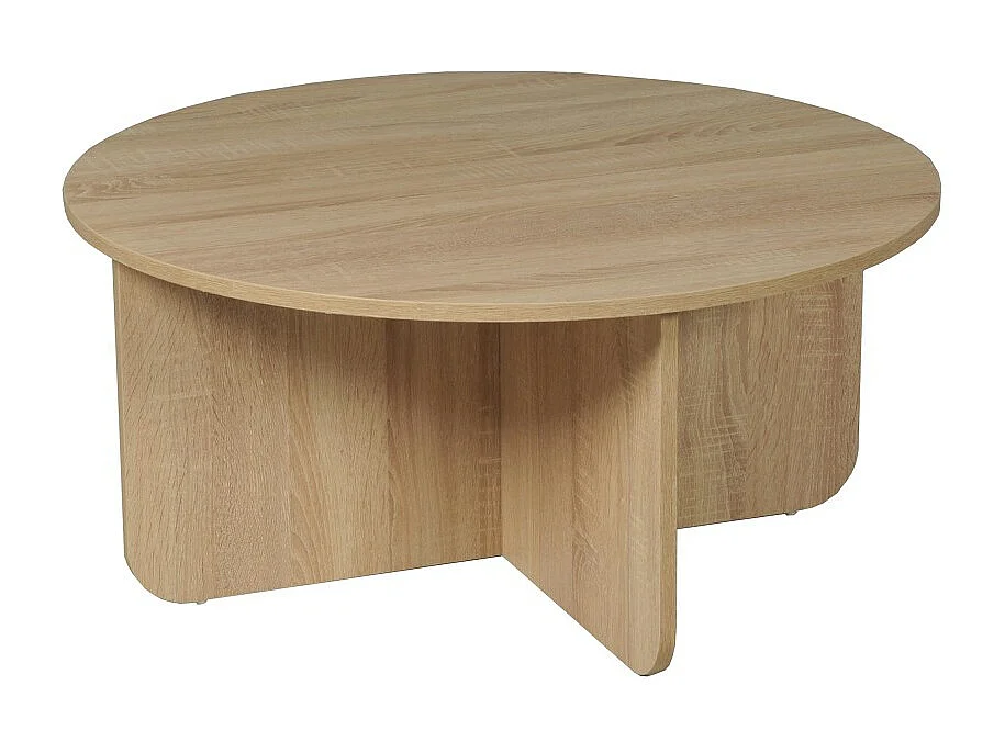 Table basse DALI diamètre 80 cm / Décor Chêne Blanchi