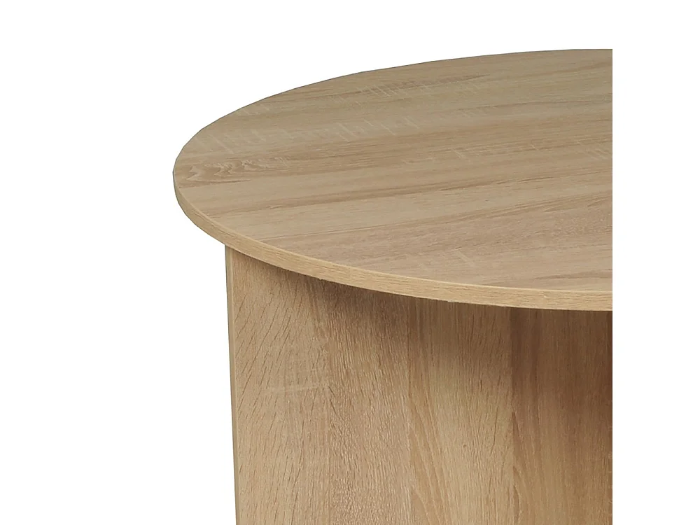 Table basse DALI diamètre 80 cm / Décor Chêne Blanchi