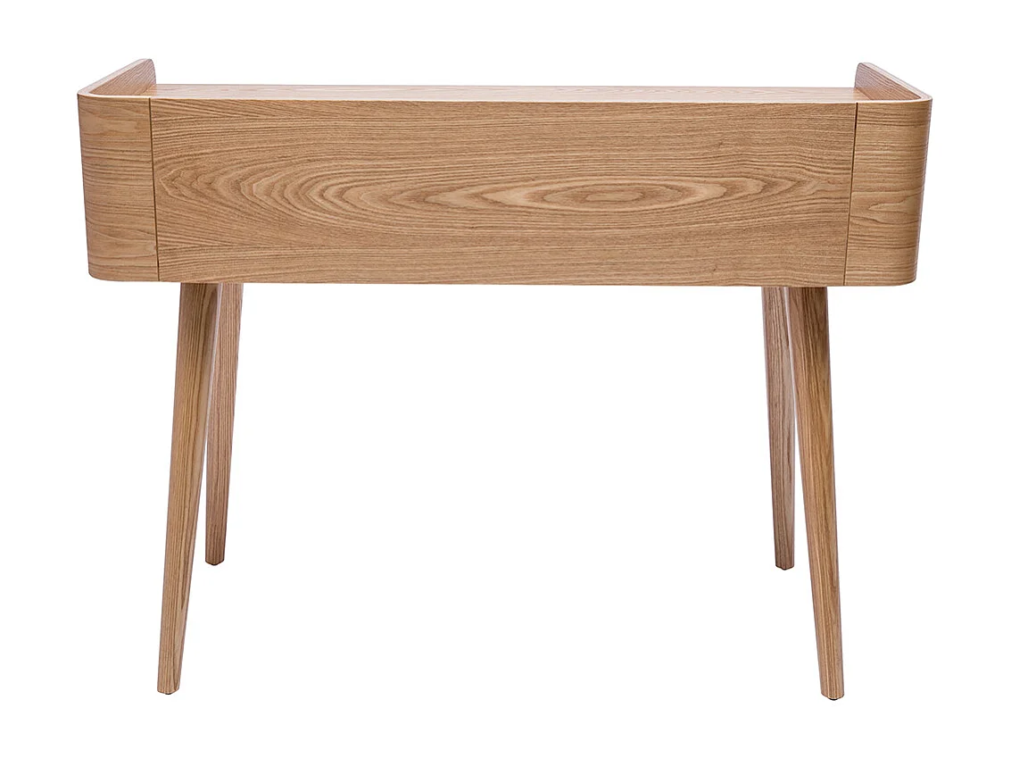 Escritorio de diseño con almacenamiento de 2 cajones en madera clara y rejilla de ratán L105 cm ELSY