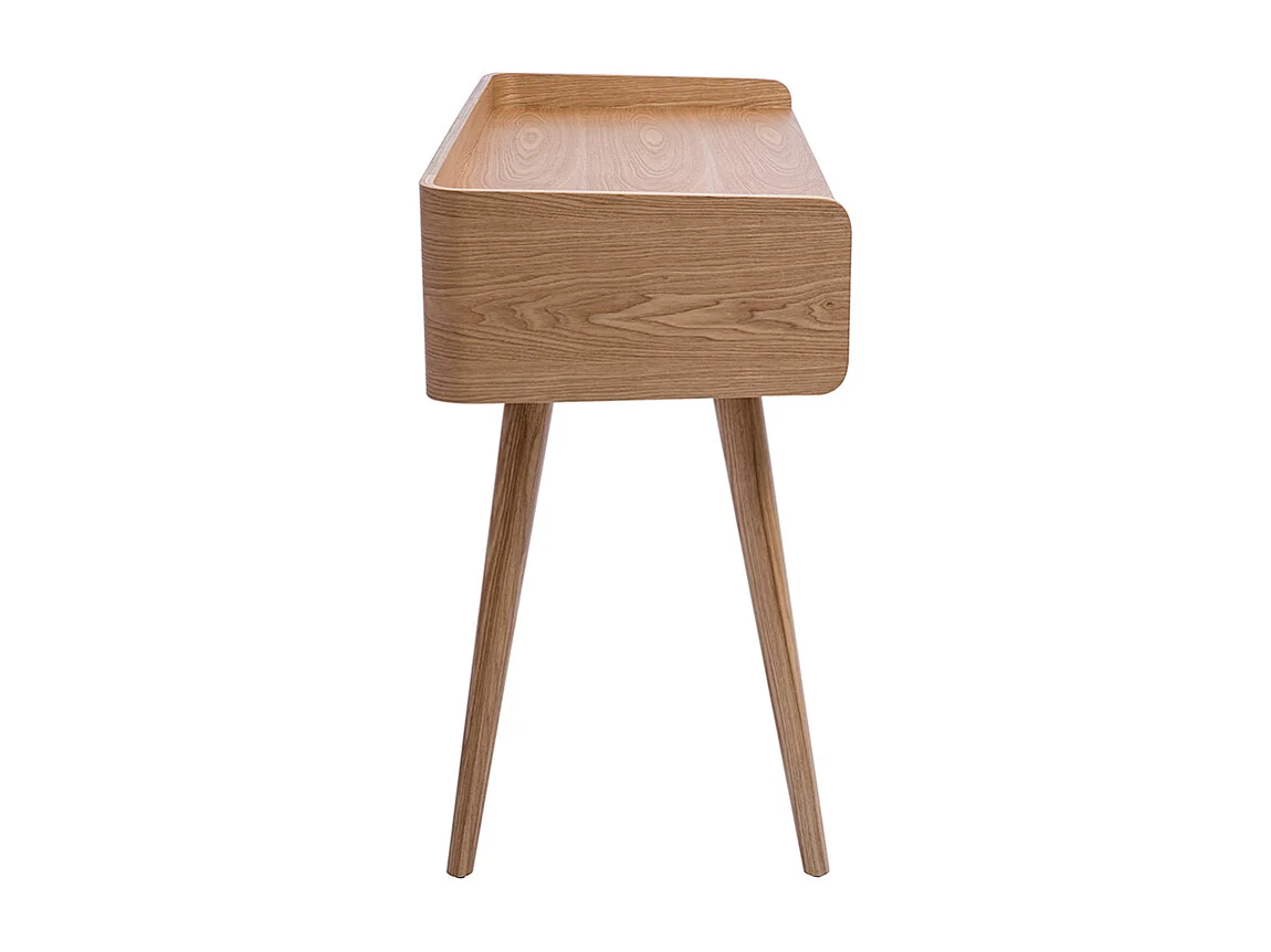 Escritorio de diseño con almacenamiento de 2 cajones en madera clara y rejilla de ratán L105 cm ELSY