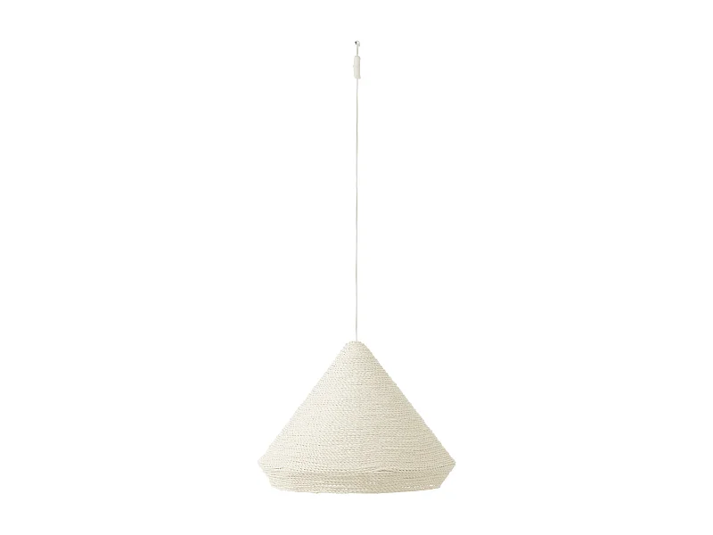 Lampe Suspension en Raphia "Cône" 52cm Blanc
