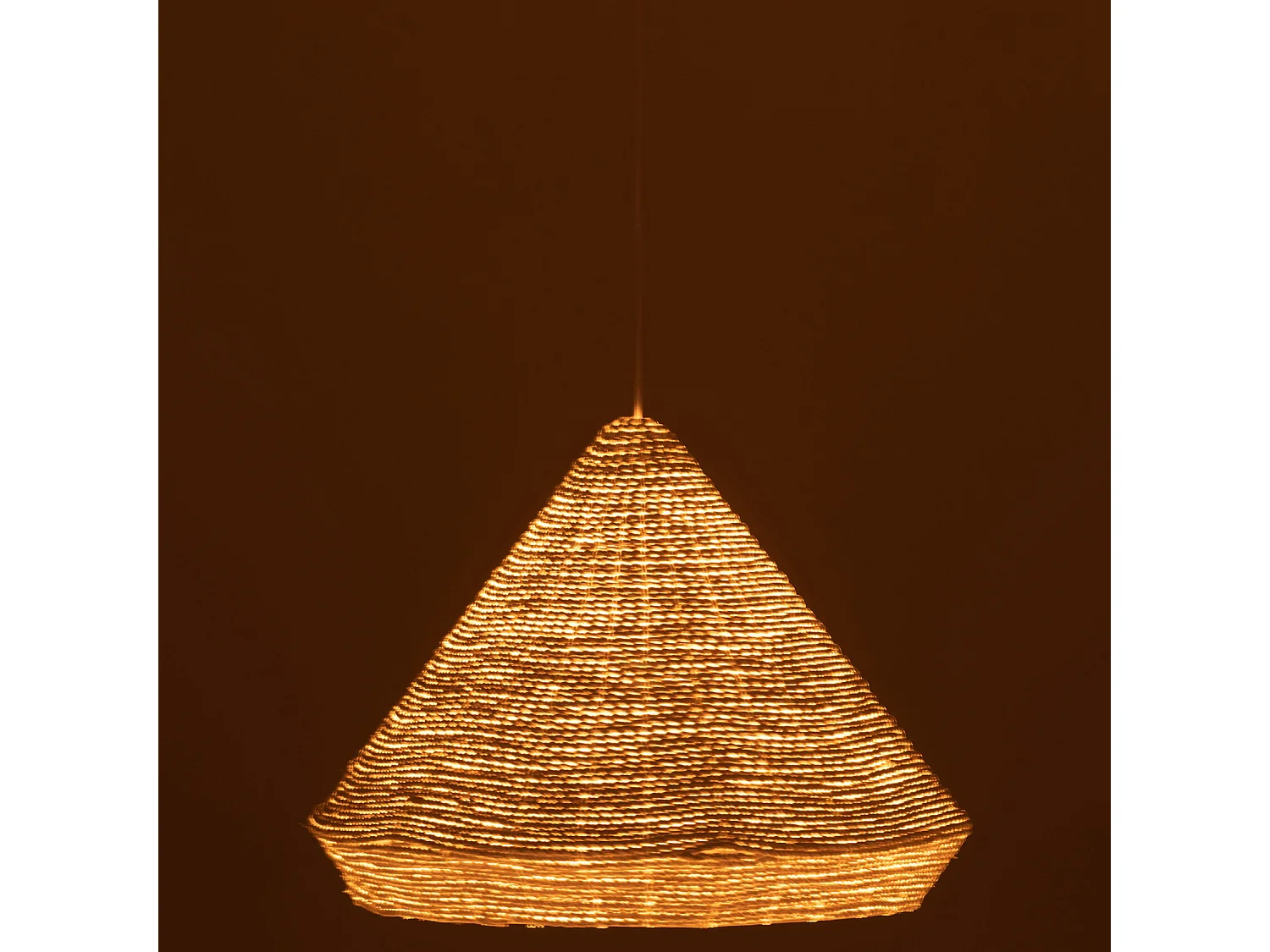 Lampe Suspension en Raphia "Cône" 52cm Blanc