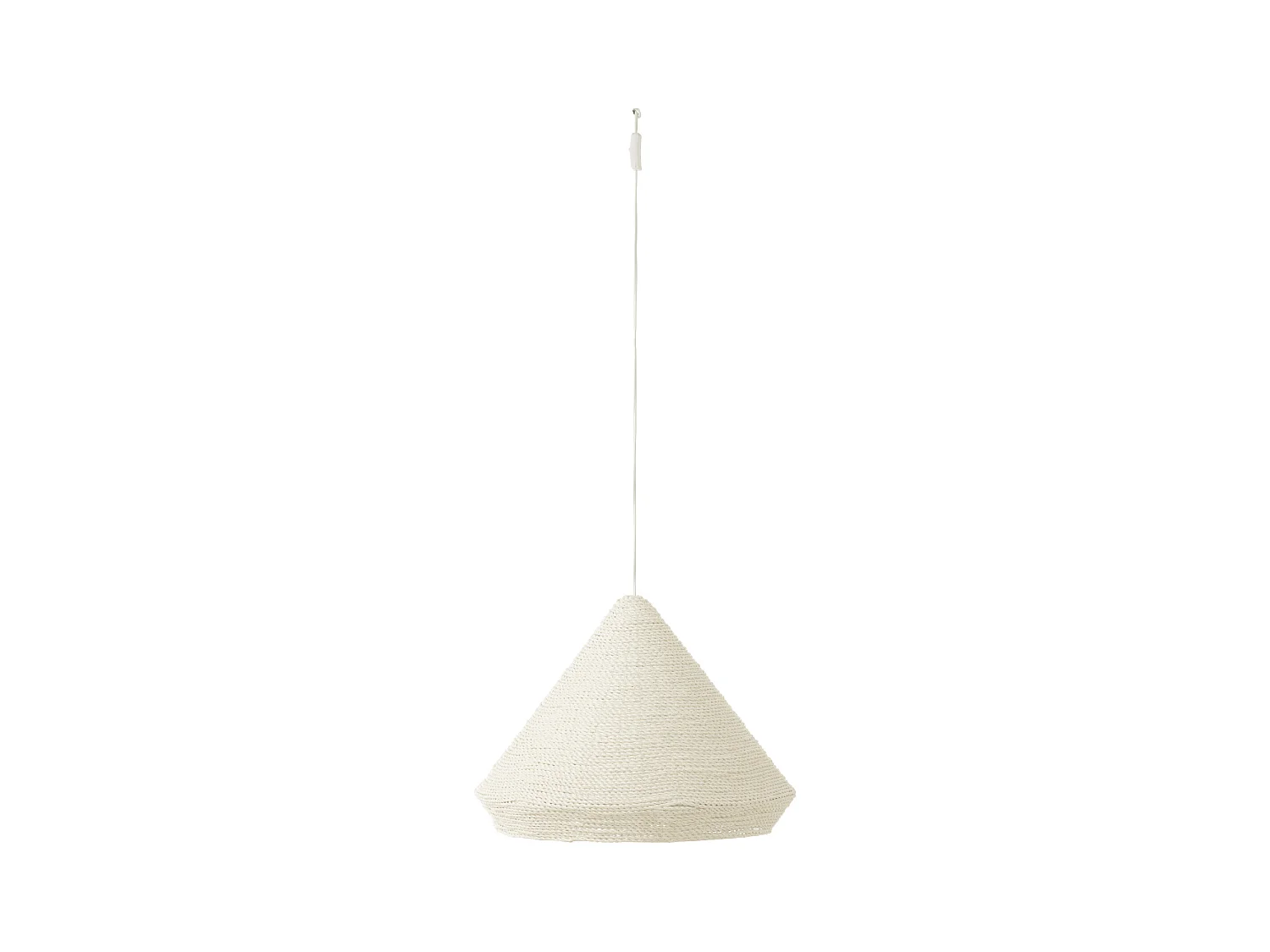 Lampe Suspension en Raphia "Cône" 52cm Blanc