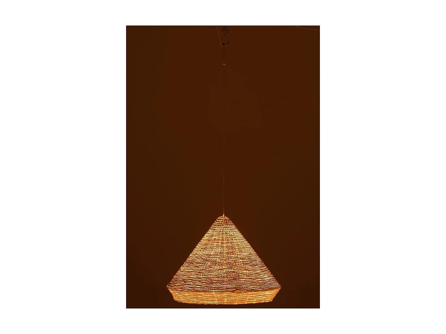Lampe Suspension en Raphia "Cône" 52cm Blanc