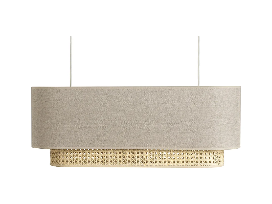 Pantalla para lámpara de techo doble de lino natural y ratán natural 62 cm TIWY
