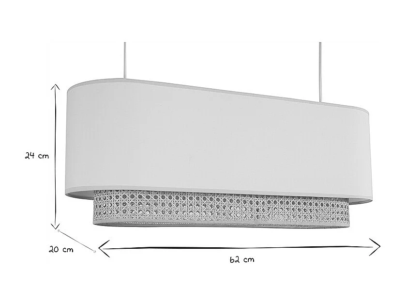 Lampenschirm für Doppelpendel aus beigem Leinen und naturfarbenem Rattangeflecht L62 cm TIWY