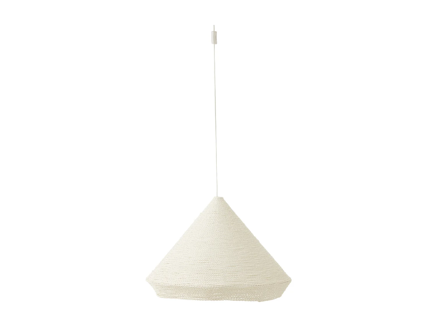 Lampe Suspension en Raphia "Cône" 65cm Blanc