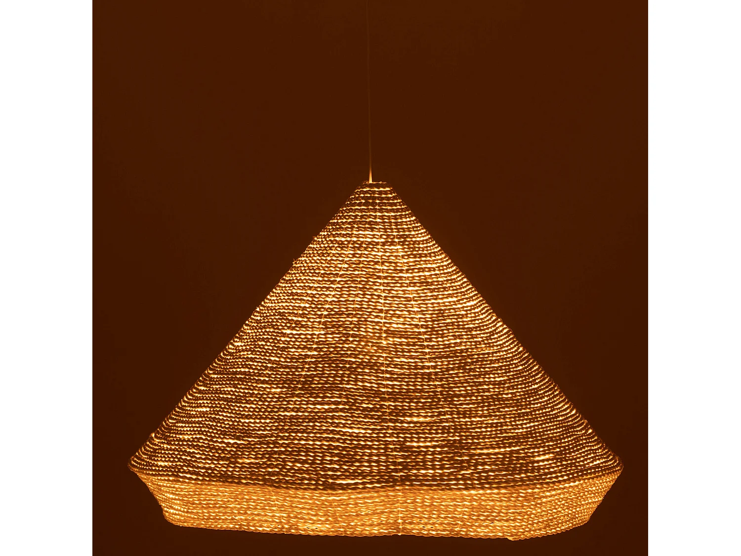 Lampe Suspension en Raphia "Cône" 65cm Blanc