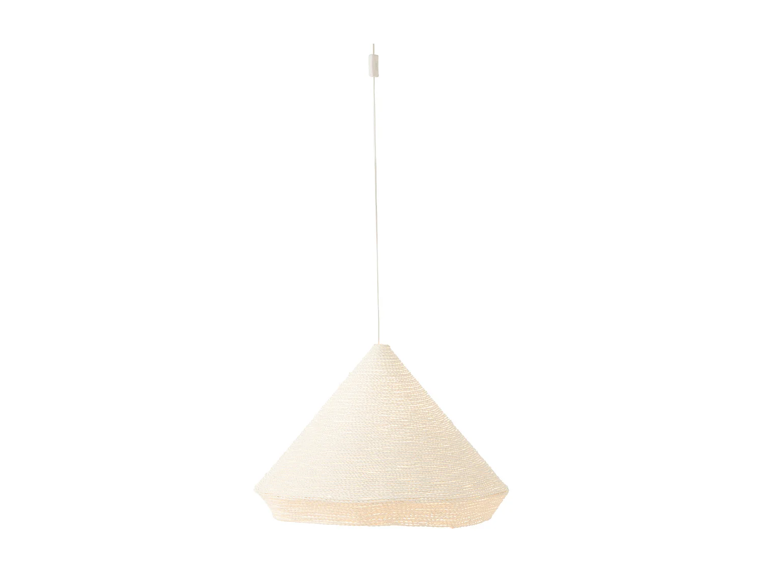 Lampe Suspension en Raphia "Cône" 65cm Blanc