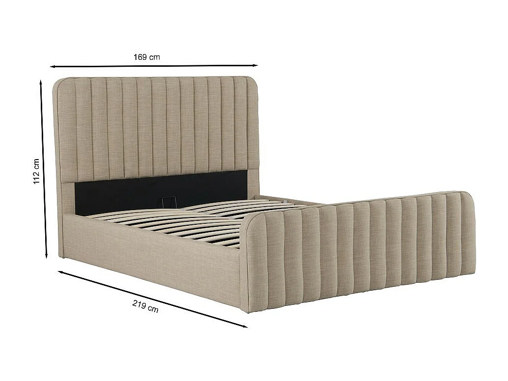 Lit coffre 160x200 cm NEVA + 1 sommier / Beige