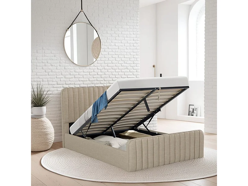 Lit coffre 160x200 cm NEVA + 1 sommier / Beige