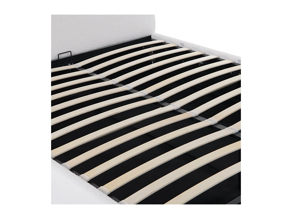 LIT COFFRE 160x200 CM COCOON+ SOMMIER / Tissu Bouclette Blanc