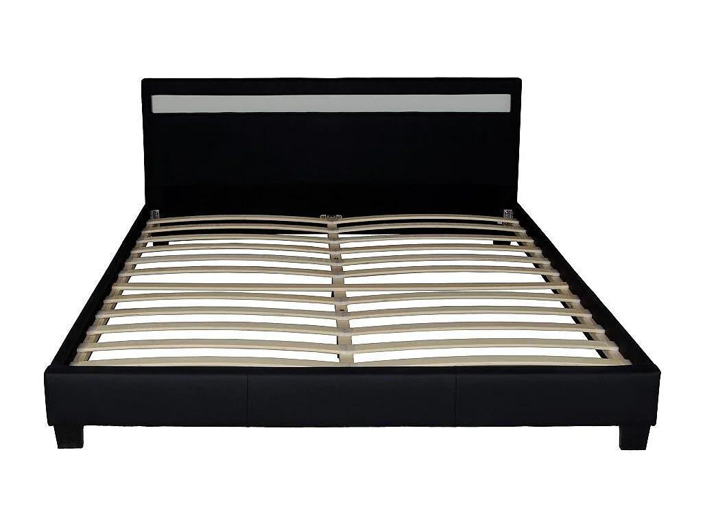 Lit CARDIFF 160x200, éclairage LED + 1 sommier / Noir