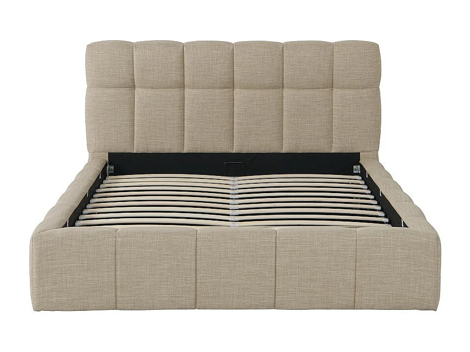 Lit coffre 160x200 cm ELIAS + sommier / Beige