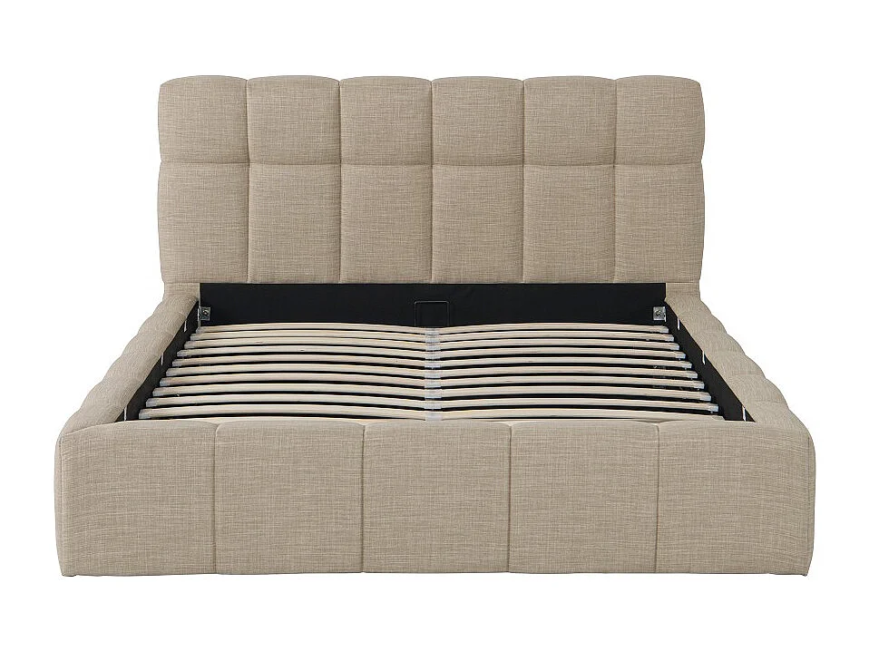 Lit coffre 160x200 cm ELIAS + sommier / Beige