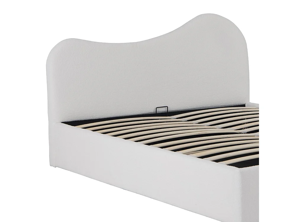 LIT COFFRE 140x190 CM COCOON+ SOMMIER / Tissu Bouclette Blanc