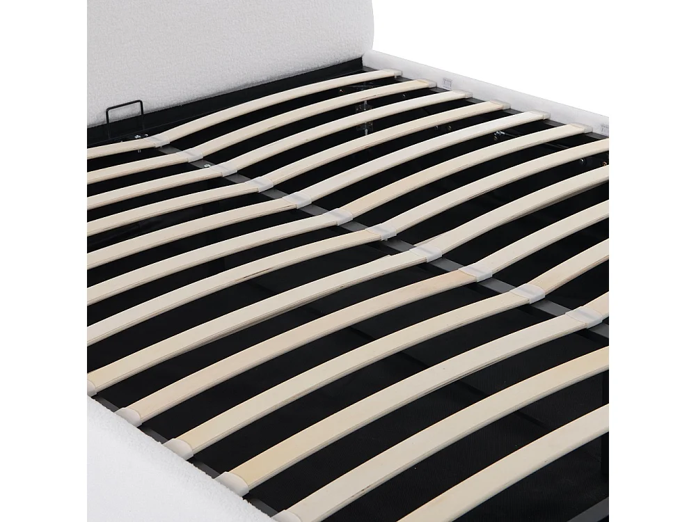 LIT COFFRE 140x190 CM COCOON+ SOMMIER / Tissu Bouclette Blanc