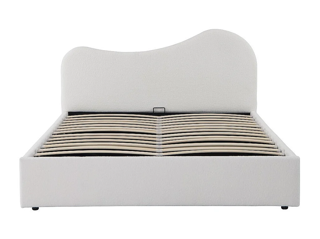 LIT COFFRE 140x190 CM COCOON+ SOMMIER / Tissu Bouclette Blanc