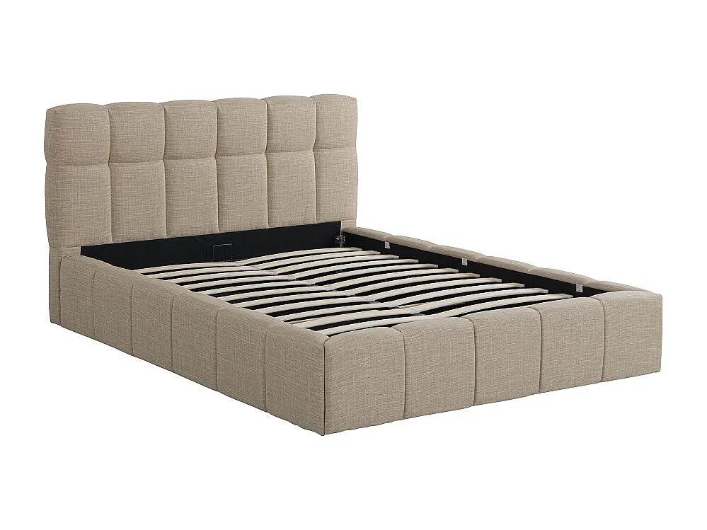 Lit coffre 140x190 cm ELIAS + sommier / Beige