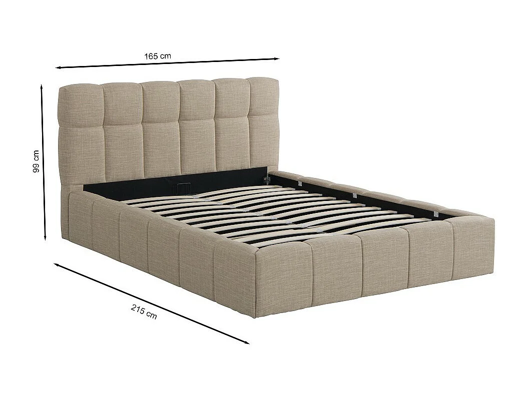 Lit coffre 140x190 cm ELIAS + sommier / Beige