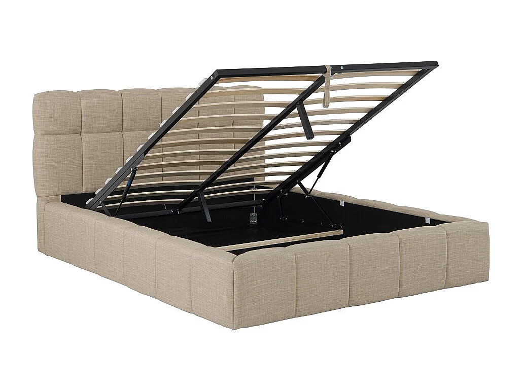 Lit coffre 140x190 cm ELIAS + sommier / Beige