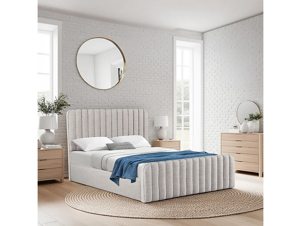 Lit coffre 140x190 cm NEVA + 1 sommier / Gris clair