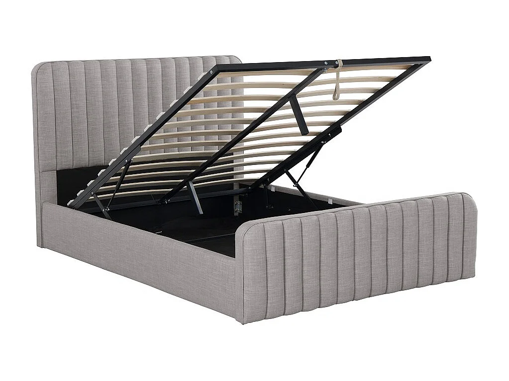 Lit coffre 140x190 cm NEVA + 1 sommier / Gris clair