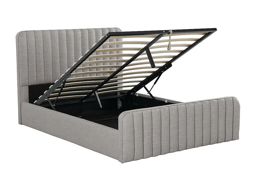 Lit coffre 160x200 cm NEVA + 1 sommier / Gris clair