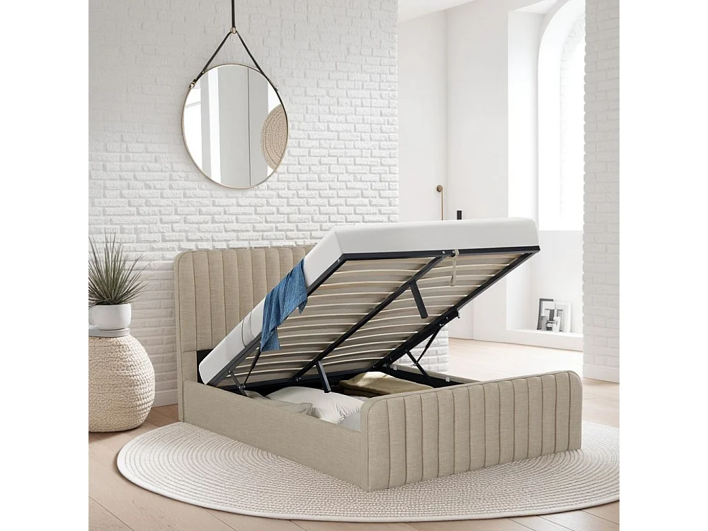 Lit coffre 140x190 cm NEVA + 1 sommier / Beige