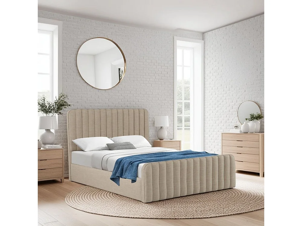 Lit coffre 140x190 cm NEVA + 1 sommier / Beige