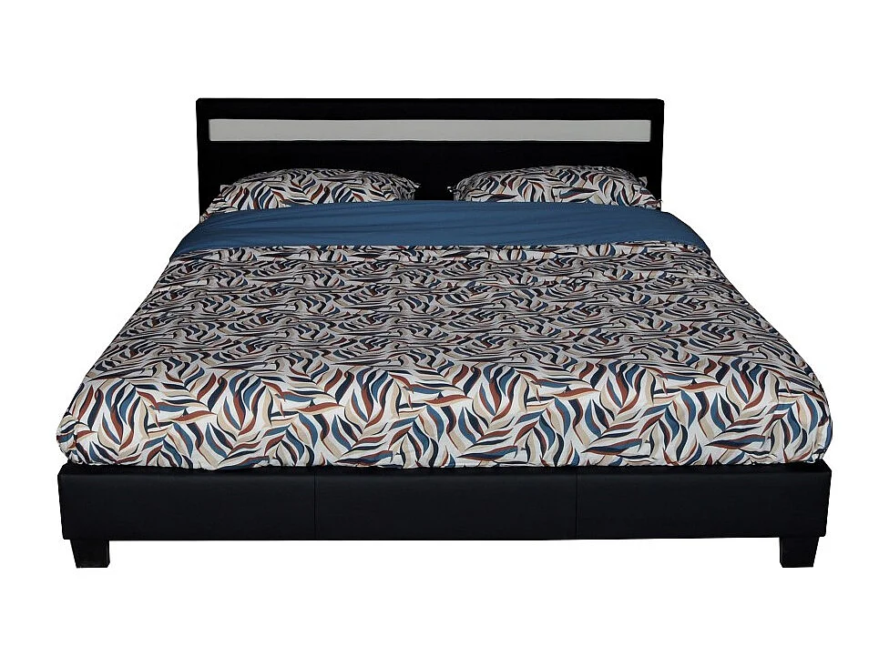 Lit CARDIFF 140x190, éclairage LED + 1 sommier / Noir