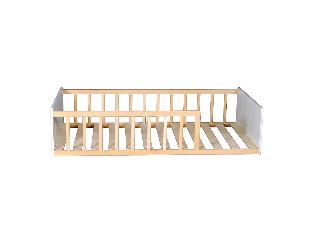 LIT 80x160 PILOU avec sommier / Blanc et Bois clair