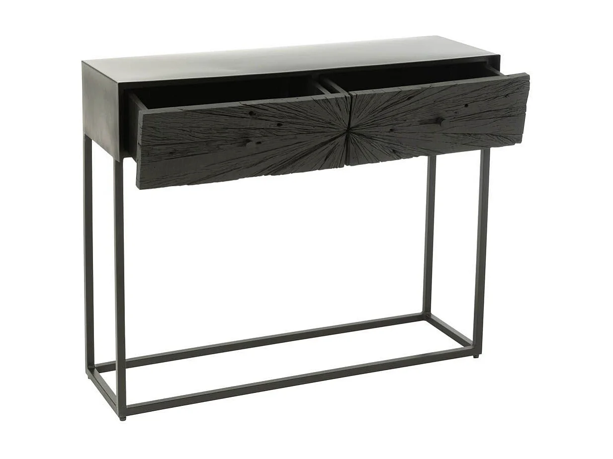 Console 2 Tiroirs en Bois "Shanil" 100cm Noir