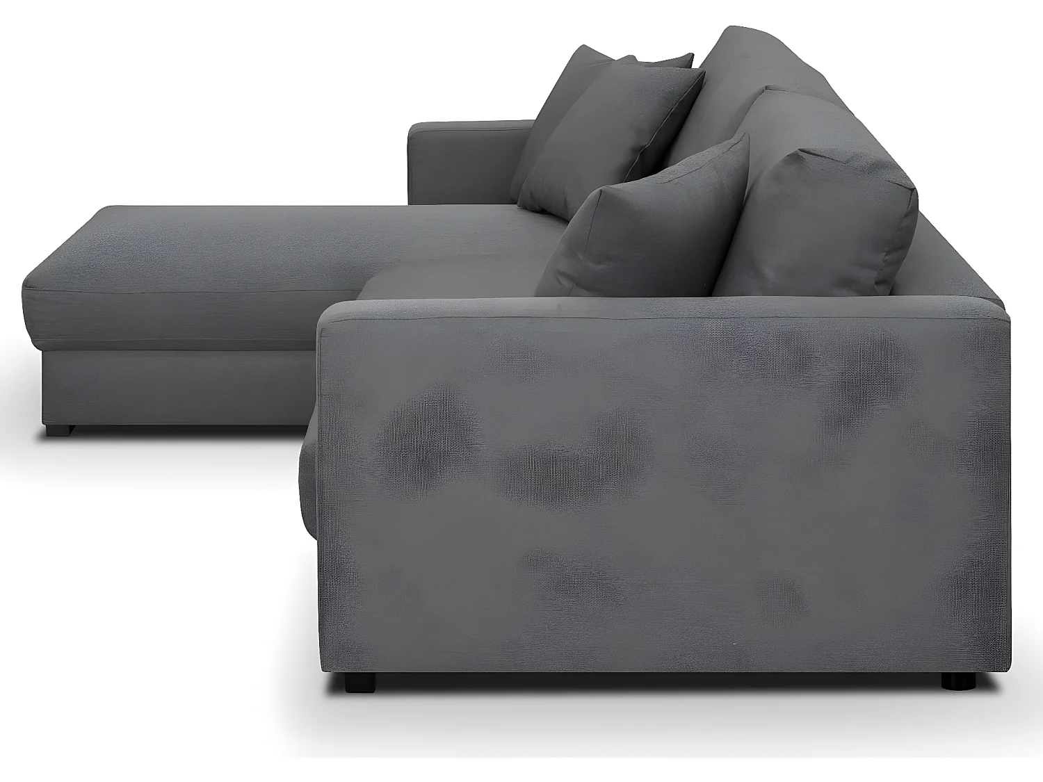 Canapé d'angle gauche convertible 5 places en tissu gris souris avec coffre de rangement - Robin